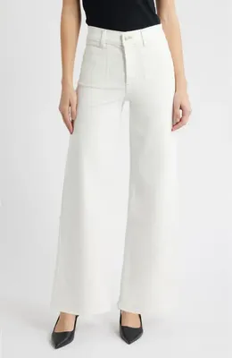 FRAME FRAME Le Slim Palazzo Patch Pocket High Waist Wide Leg Jeans in Au Natural Clean — Women Winter white Pants