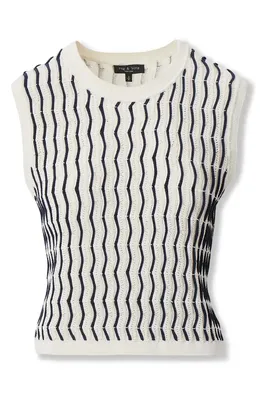rag & bone rag & bone Leslie Stripe Knit Vest in Ivory — Women Winter ivory Outerwear