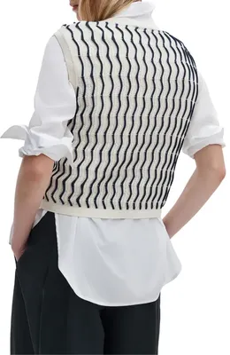 rag & bone rag & bone Leslie Stripe Knit Vest in Ivory — Women Winter ivory Outerwear