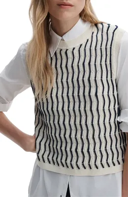rag & bone rag & bone Leslie Stripe Knit Vest in Ivory — Women Winter ivory Outerwear