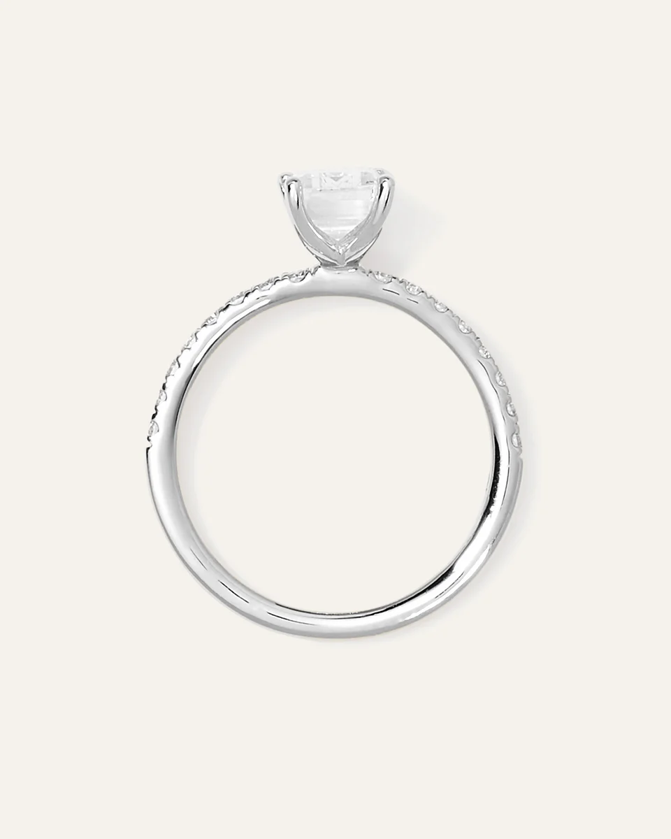 Quince Quince Women's Lab Grown Diamond Emerald Petite Pave Engagement Ring 1.50ct in Platinum — Women Summer white Accessories