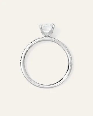 Quince Quince Women's Lab Grown Diamond Emerald Petite Pave Engagement Ring 1.50ct in Platinum — Women Summer white Accessories