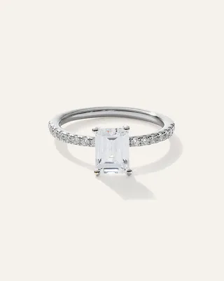 Quince Quince Women's Lab Grown Diamond Emerald Petite Pave Engagement Ring 1.50ct in Platinum — Women Summer white Accessories
