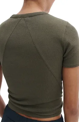rag & bone rag & bone The Essential Rib T-Shirt in Dark Olive — Women Autumn grey Tops