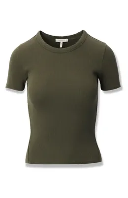 rag & bone rag & bone The Essential Rib T-Shirt in Dark Olive — Women Autumn grey Tops