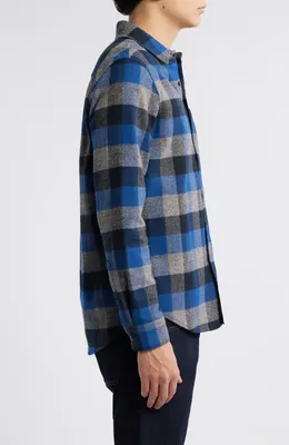 AG AG Aiden Plaid Cotton Button-Up Shirt in Gingham Blue Multi — Men Winter navy Tops