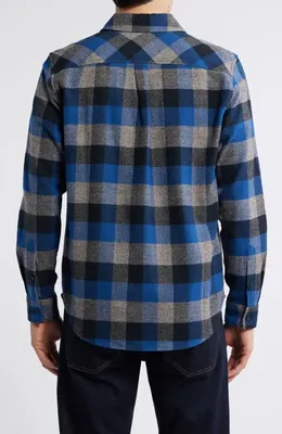 AG AG Aiden Plaid Cotton Button-Up Shirt in Gingham Blue Multi — Men Winter navy Tops
