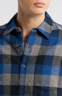 AG AG Aiden Plaid Cotton Button-Up Shirt in Gingham Blue Multi — Men Winter navy Tops