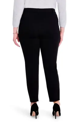 NIC+ZOE NIC+ZOE Raw Hem Ankle Straight Leg Jeans in Black Denim — Women Winter black Pants