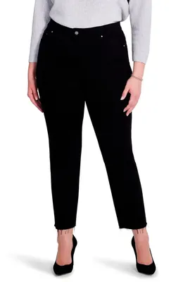 NIC+ZOE NIC+ZOE Raw Hem Ankle Straight Leg Jeans in Black Denim — Women Winter black Pants
