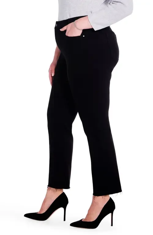 NIC+ZOE NIC+ZOE Raw Hem Ankle Straight Leg Jeans in Black Denim — Women Winter black Pants