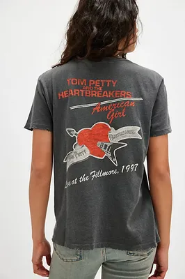 Junk Food Clothing Tom Petty American Girl Tee in Vintage Black — Women Autumn black