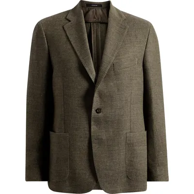 Vince Vince Icon Relaxed Fit Green Mélange Cotton & Linen Sport Coat in Green — Men Autumn green Blazers