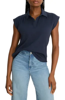 NIC+ZOE NIC+ZOE Coastal Crinkle Cotton Blend Top in Dark Indigo — Women Summer navy Tops