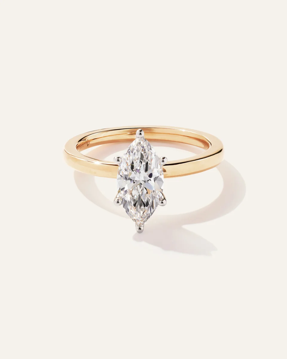 Quince Quince | Women's Lab Grown Diamond Marquise Comfort Fit Engagement Ring 1.5ct in Yellow Gold — Women Autumn gold Accessories