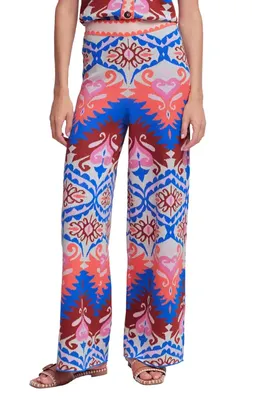 Boden Boden Jacquard Knit Cotton Trousers in Multi Aztec — Women Spring coral Pants