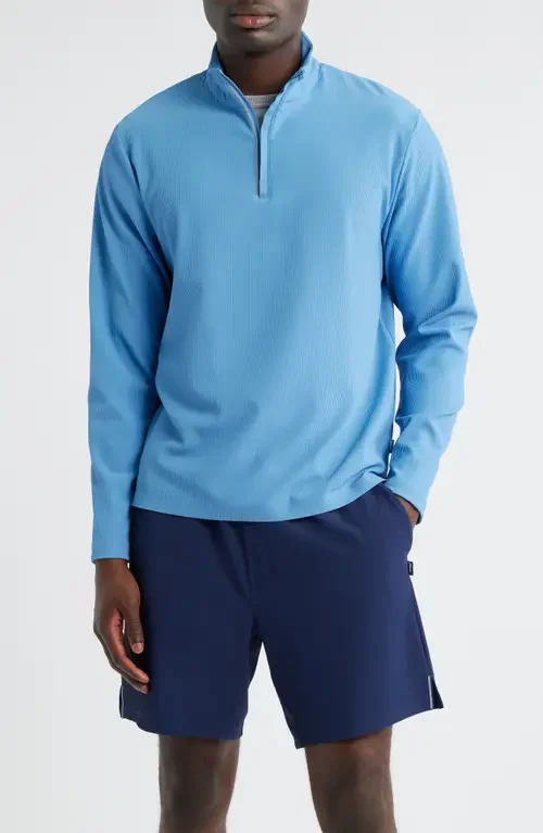 johnnie-O johnnie-O Hoppin Rib Quarter Zip in Tide — Men Summer blue Tops
