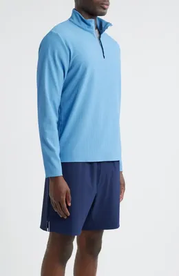 johnnie-O johnnie-O Hoppin Rib Quarter Zip in Tide — Men Summer blue Tops