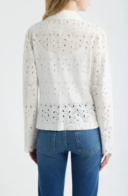FRAME FRAME The Paisley Cotton Eyelet Blazer in White — Women Spring white Blazers