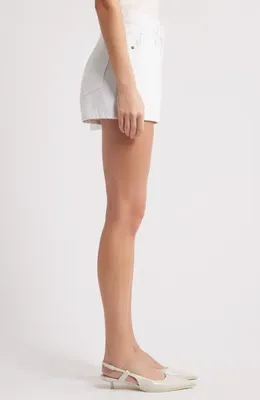 FRAME FRAME The Hang High Waist Denim Shorts in White — Women Winter white Shorts