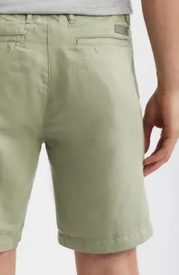 AG AG Wanderer Linen & Cotton Chino Shorts in Spruce Green — Men Autumn khaki Shorts