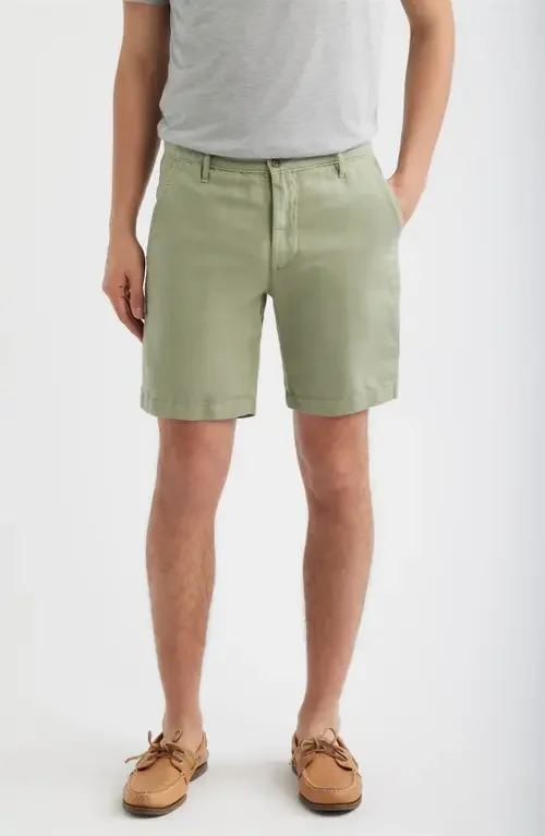AG AG Wanderer Linen & Cotton Chino Shorts in Spruce Green — Men Autumn khaki Shorts