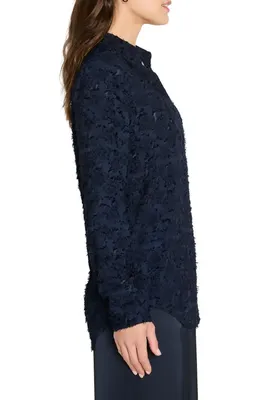 NIC+ZOE NIC+ZOE Any Occasion Jacquard Top in Dark Indigo — Women Winter navy Tops
