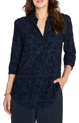 NIC+ZOE NIC+ZOE Any Occasion Jacquard Top in Dark Indigo — Women Winter navy Tops
