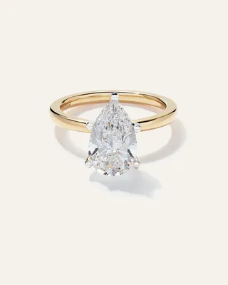 Quince Quince | Women's Lab Grown Diamond Pear Comfort Fit Engagement Ring 3ct in Yellow Gold — Women Spring gold Accessories