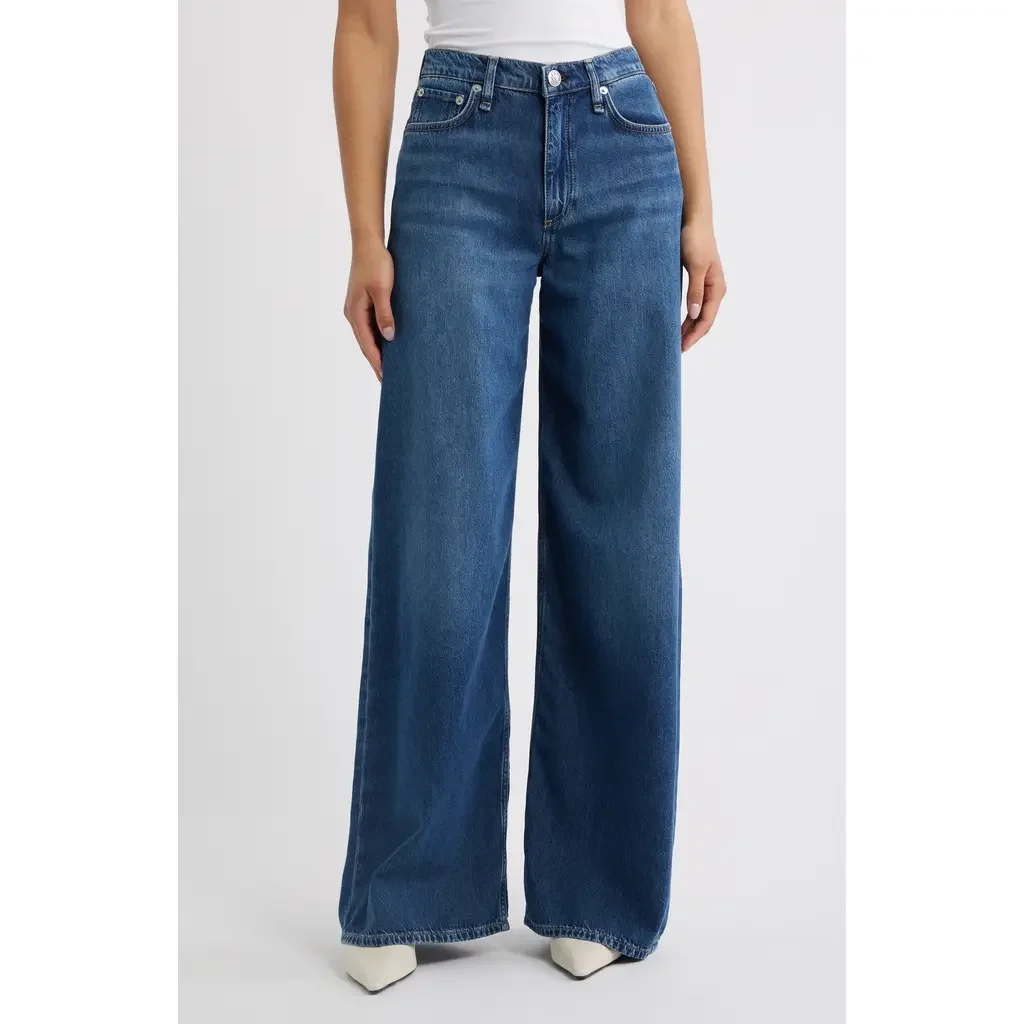 rag & bone rag & bone Featherweight Sofie High Waist Wide Leg Jeans in Emerson — Women Winter navy Pants