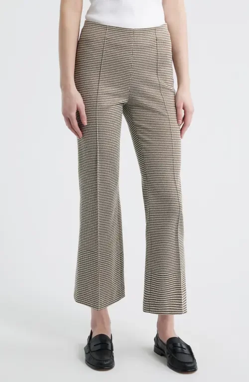 rag & bone rag & bone Irina Ponte Kick Flare Pants in Brown Grid — Women Autumn grey Pants