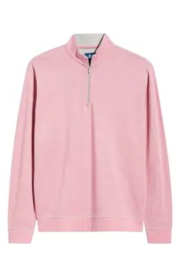 johnnie-O johnnie-O Hanks Heathered Quarter Zip Pullover in Berry — Men Spring pink Tops