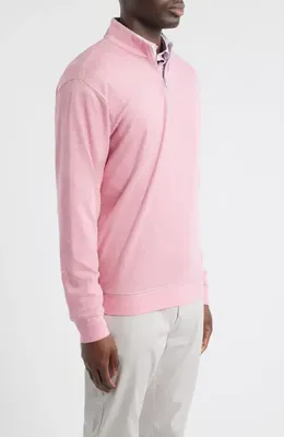 johnnie-O johnnie-O Hanks Heathered Quarter Zip Pullover in Berry — Men Spring pink Tops