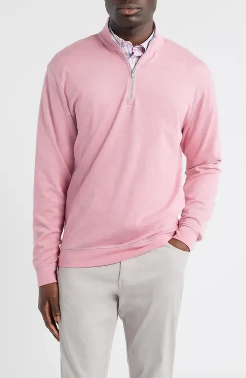 johnnie-O johnnie-O Hanks Heathered Quarter Zip Pullover in Berry — Men Spring pink Tops
