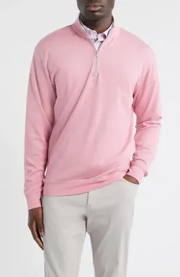 johnnie-O johnnie-O Hanks Heathered Quarter Zip Pullover in Berry — Men Spring pink Tops