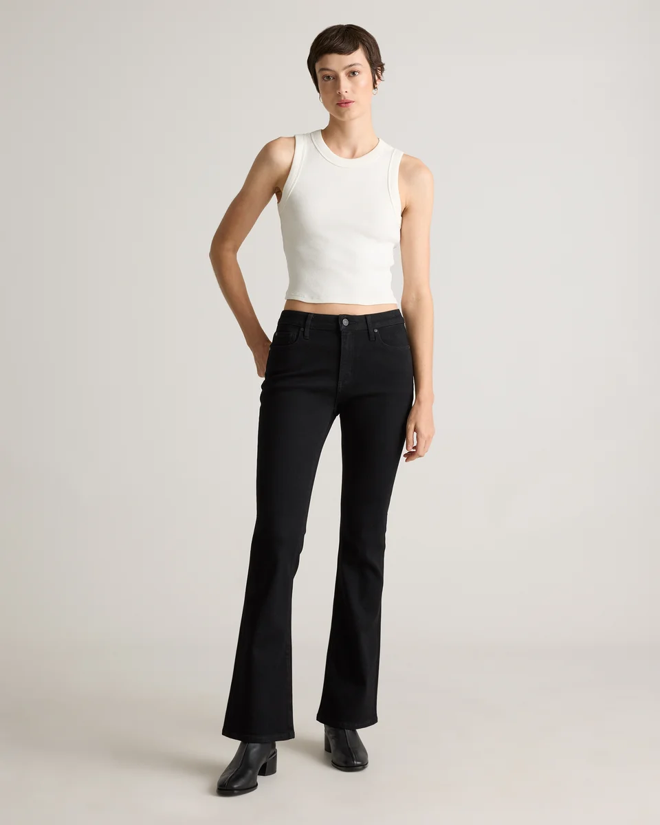 Quince Quince | Women's Luna Stretch Flare Jeans in Black — Women Winter black Jeans & Denim