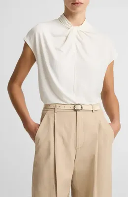 Vince Vince Twist Neck Cap Sleeve Top in Bone — Women Summer ivory Tops