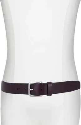 Vince Vince Leather Belt in Port/Palladium — Men Autumn chocolate Accessories