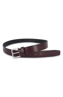 Vince Vince Leather Belt in Port/Palladium — Men Autumn chocolate Accessories