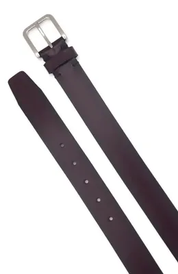 Vince Vince Leather Belt in Port/Palladium — Men Autumn chocolate Accessories