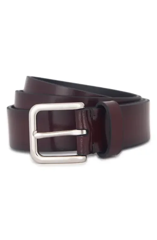 Vince Vince Leather Belt in Port/Palladium — Men Autumn chocolate Accessories