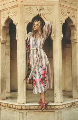 Boden Boden Octavia Cotton Midi Dress in Multi Embroidery Stripe — Women Spring ivory Dresses