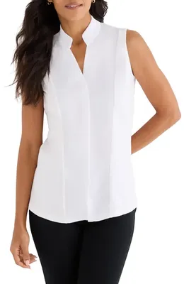 NIC+ZOE NIC+ZOE Mixed Media Sleeveless Top in Paper White — Women Winter white Tops