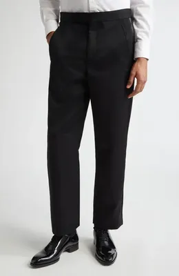 Bode Bode Barathea Wool Tuxedo Trousers in Black Multi — Men Winter black Pants