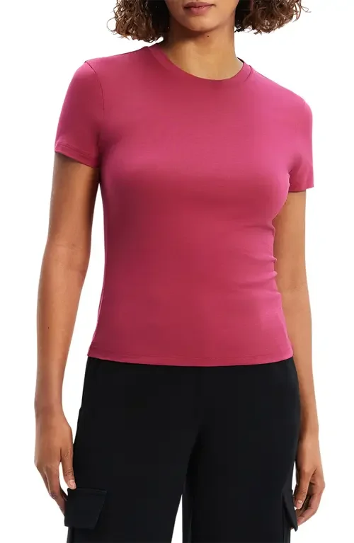 Theory Theory Tiny Apex Organic Pima Cotton T-Shirt in Deep Rose — Women Autumn red Tops