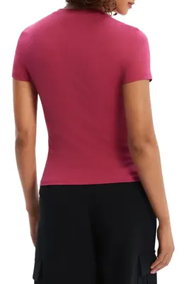 Theory Theory Tiny Apex Organic Pima Cotton T-Shirt in Deep Rose — Women Autumn red Tops