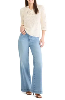 NIC+ZOE NIC+ZOE Semisheer Cotton Blend Open Stitch Sweater in Classic Cream at Nordstrom in Classic Cream — Women Spring Sweaters & Knits