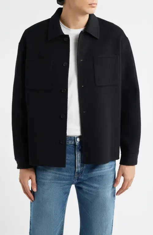 FRAME FRAME Double Face Wool Shirt Jacket in Black — Men Winter black Outerwear