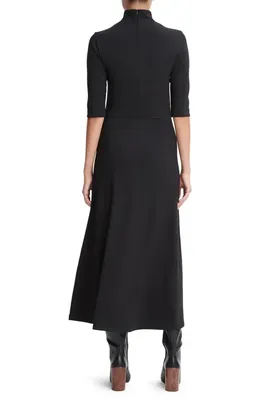 Vince Vince Turtleneck A-Line Maxi Dress in Black — Women Winter black Dresses