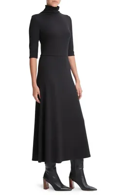 Vince Vince Turtleneck A-Line Maxi Dress in Black — Women Winter black Dresses